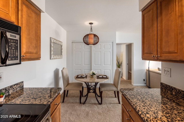 view of carpeted dining room