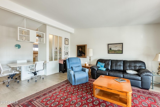 living area featuring wood finished floors