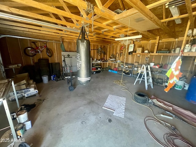 garage featuring water heater