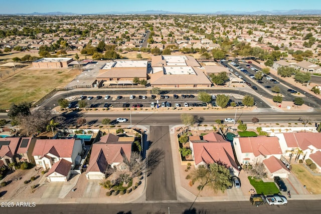 drone / aerial view featuring a mountain view