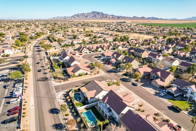 bird's eye view with a mountain view