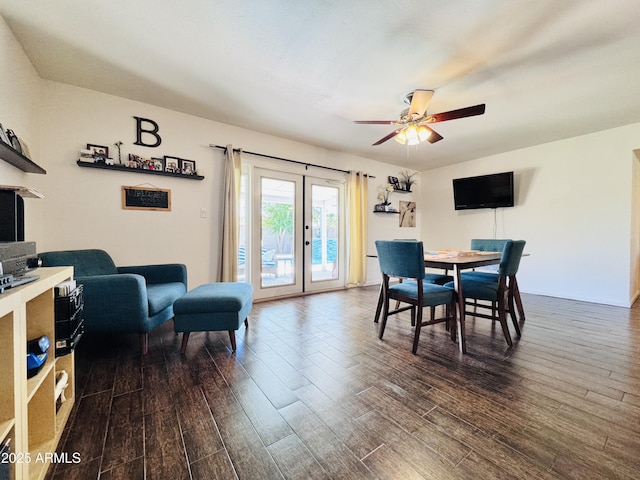 8343 E Edward Ave, Scottsdale, AZ 85250 - dining room featuring dark wood-type flooring and ceiling fan