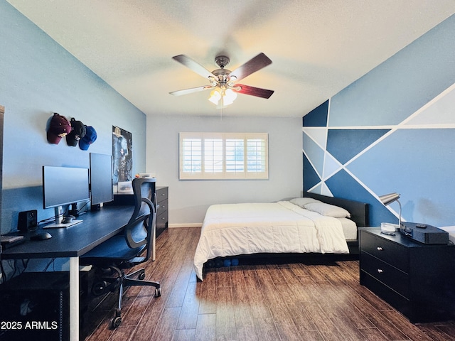 8343 E Edward Ave, Scottsdale, AZ 85250 - bedroom with wood finished floors, a desk, and ceiling fan