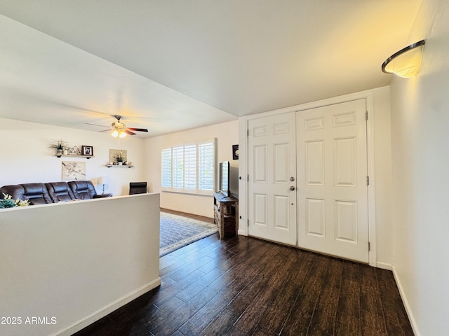 8343 E Edward Ave, Scottsdale, AZ 85250 - entryway with dark wood-style floors and ceiling fan