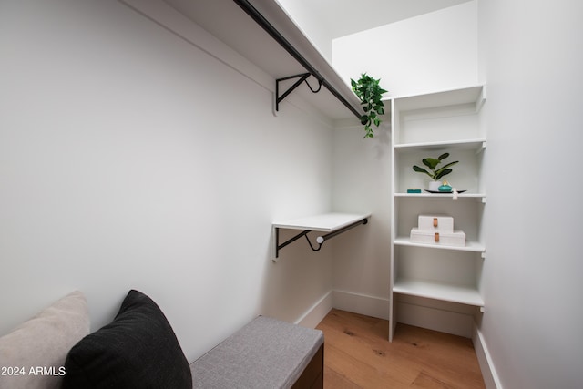 spacious closet with light hardwood / wood-style floors