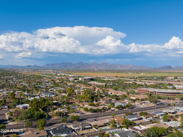 aerial view with a mountain view