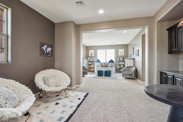 sitting room featuring carpet