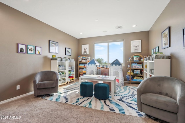 living room featuring carpet