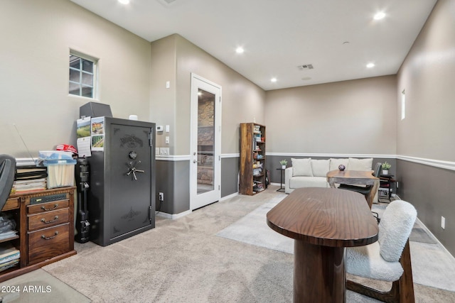 view of carpeted home office