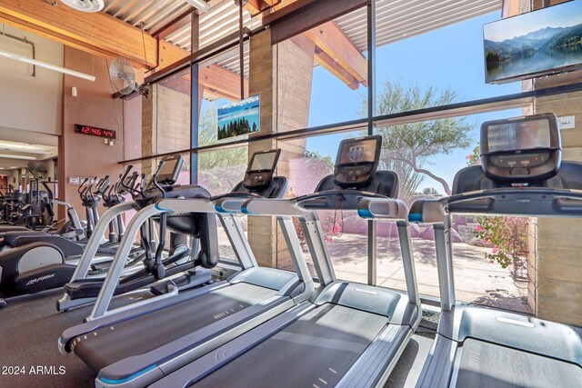 gym featuring a high ceiling