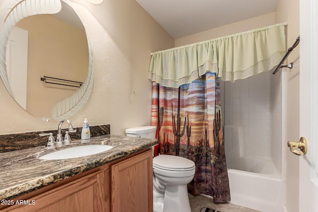 1395 E Runaway Bay Dr, Chandler, AZ 85249 - full bathroom with toilet, vanity, shower / bathtub combination with curtain, and tile patterned floors