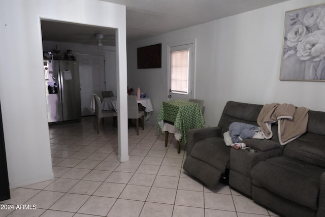 living room featuring light tile patterned floors