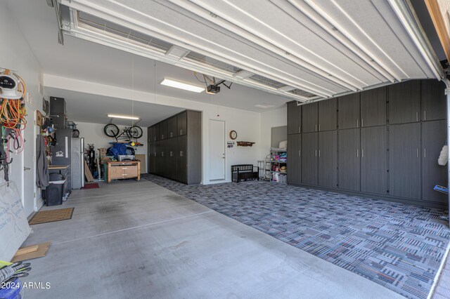 garage with a garage door opener