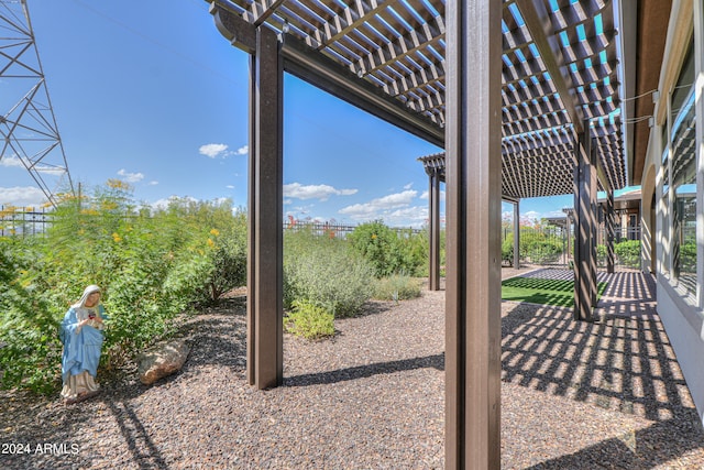 view of yard featuring a patio and a pergola