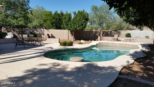 view of swimming pool featuring a patio