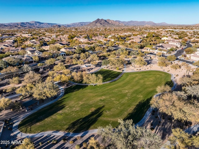 aerial view with a mountain view