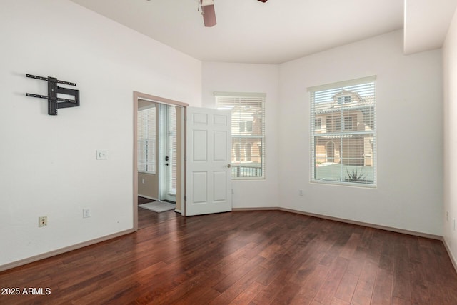 14575 W Mountain View Blvd Unit 12107, Surprise, AZ 85374 - spare room with wood-type flooring, ceiling fan, and baseboards