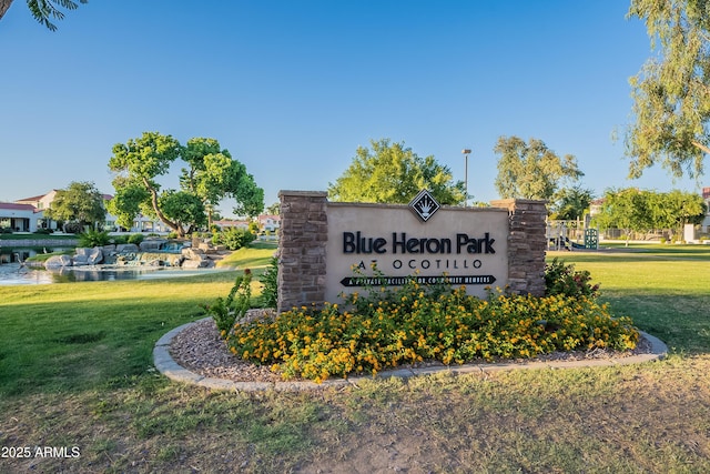 2421 W Indigo Dr, Chandler, AZ 85248 - community sign with a yard and a water view