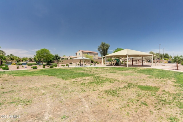 view of yard with a gazebo