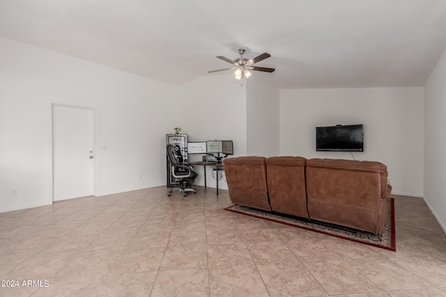 3837 W Dailey St, Phoenix, AZ 85053 - living area with a ceiling fan, light tile patterned flooring, and vaulted ceiling