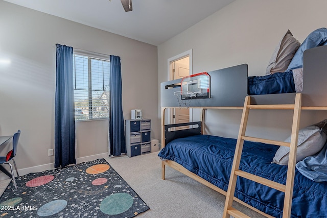 bedroom with carpet and ceiling fan