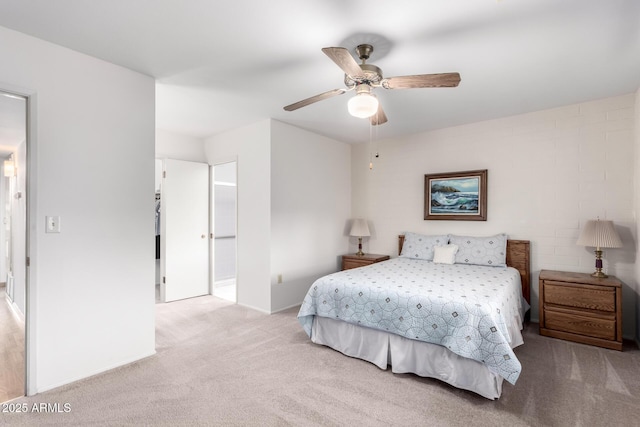 bedroom featuring carpet flooring and a ceiling fan