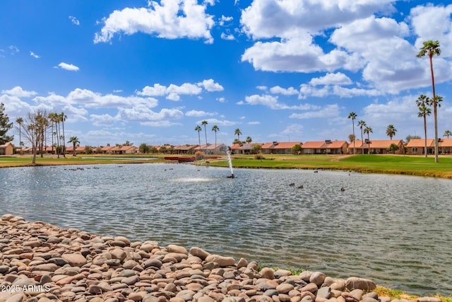 view of water feature with a residential view