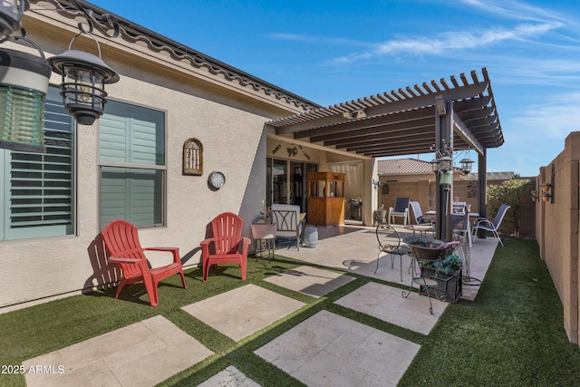 view of patio / terrace featuring a pergola