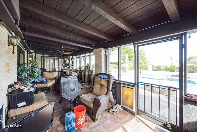 1908 E Beck Ln, Phoenix, AZ 85022 - sunroom / solarium featuring beam ceiling and ceiling fan