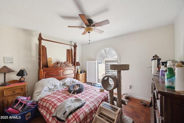 1908 E Beck Ln, Phoenix, AZ 85022 - bedroom with baseboards, concrete floors, and a ceiling fan