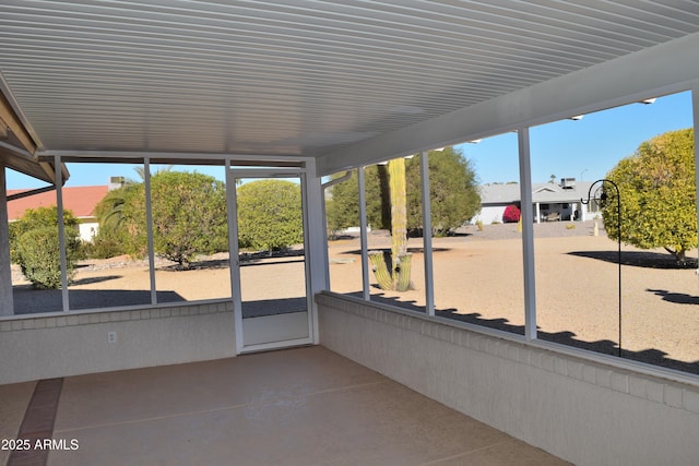 view of unfurnished sunroom