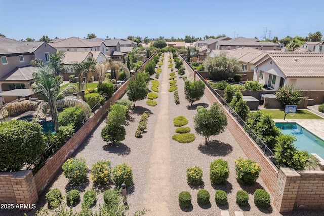 aerial view featuring a residential view