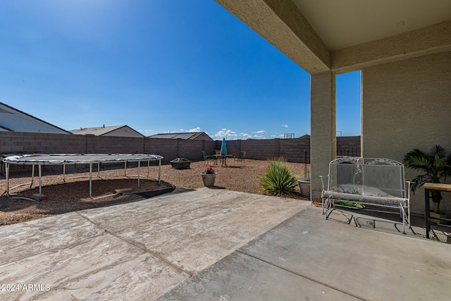 view of patio / terrace with a trampoline