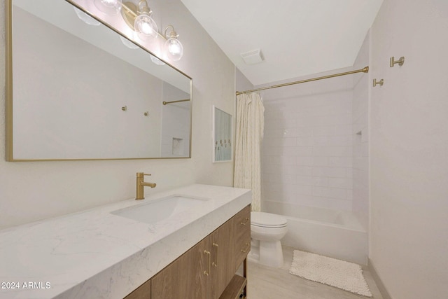 full bathroom featuring vanity, toilet, and shower / bath combo with shower curtain