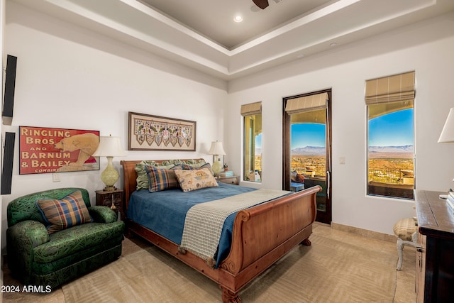 bedroom featuring light tile patterned floors