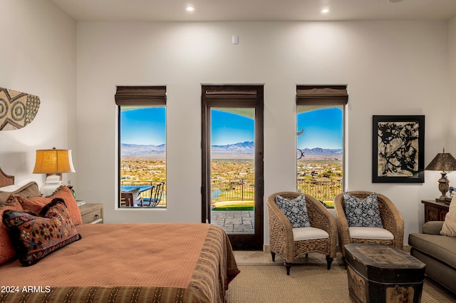 carpeted bedroom with multiple windows