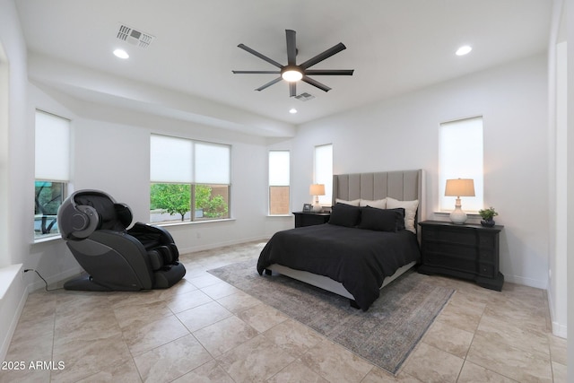 bedroom with visible vents and recessed lighting