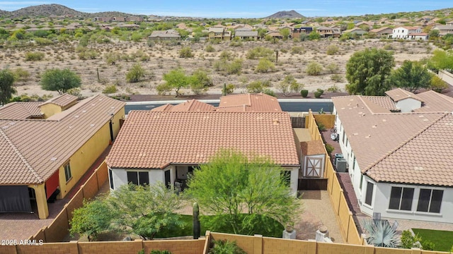 aerial view with a residential view and a mountain view