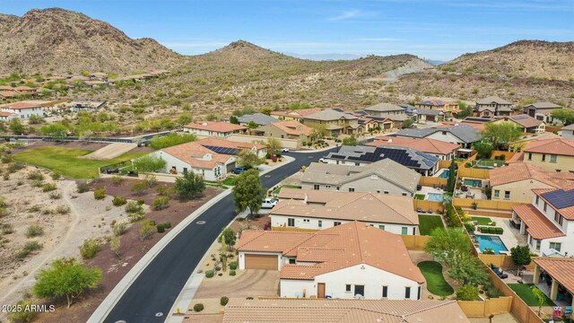 aerial view with a residential view and a mountain view