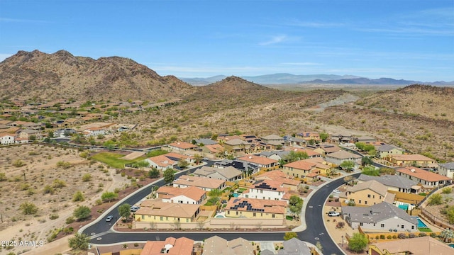 aerial view with a residential view and a mountain view