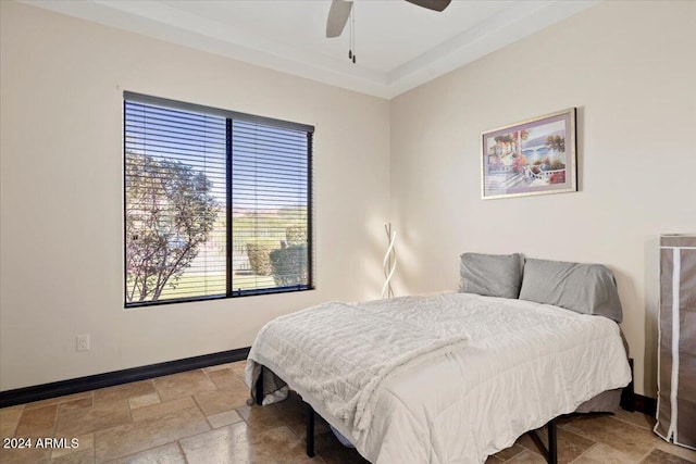 bedroom featuring ceiling fan