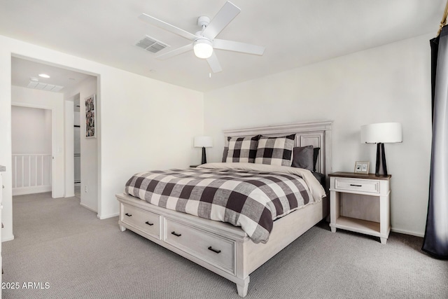 1250 N Abbey Ln Unit 206, Chandler, AZ 85226 - bedroom featuring light colored carpet, a ceiling fan, and recessed lighting
