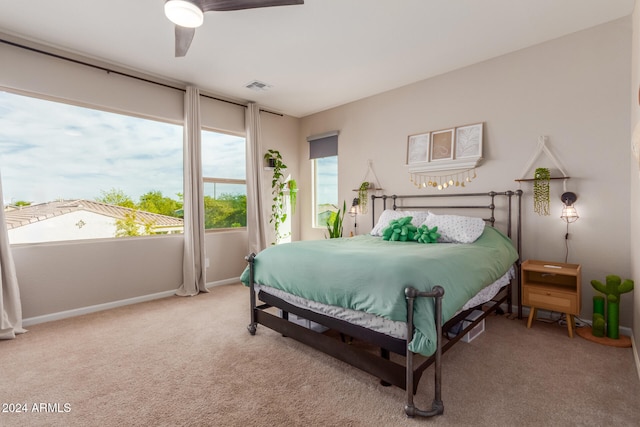 bedroom with carpet and ceiling fan