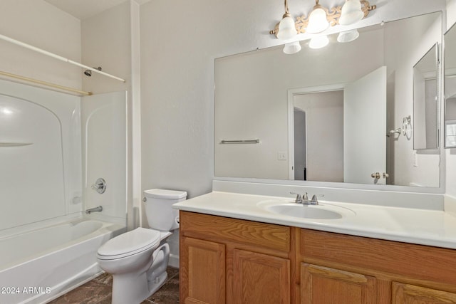 full bathroom with vanity, toilet, and bathtub / shower combination