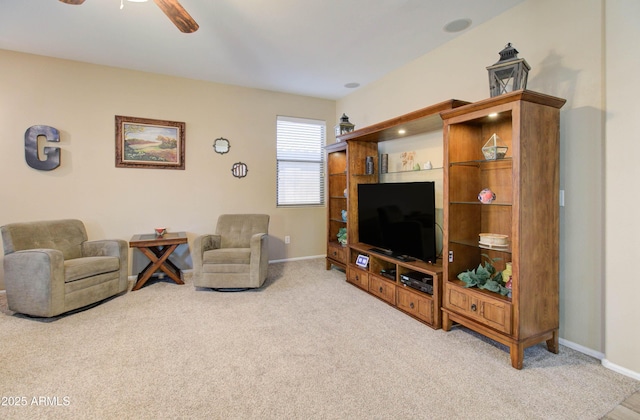 708 E Dry Creek Rd, San Tan Valley, AZ 85143 - living room with light colored carpet and a ceiling fan