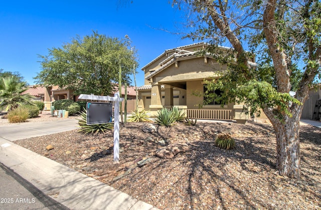 708 E Dry Creek Rd, San Tan Valley, AZ 85143 - view of front of property with stucco siding, a tiled roof, and a porch