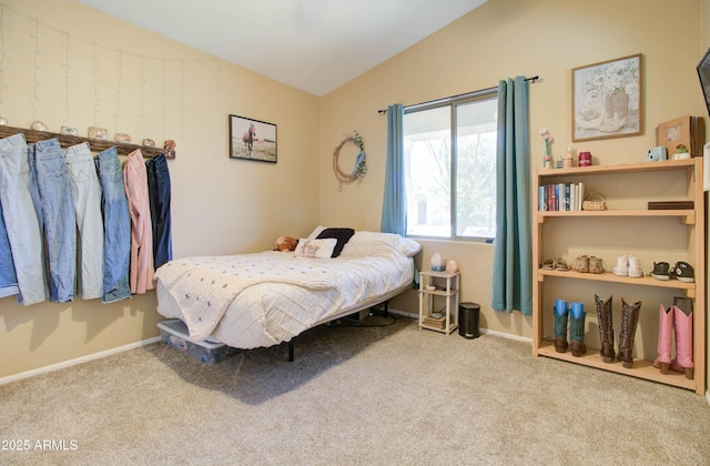 708 E Dry Creek Rd, San Tan Valley, AZ 85143 - carpeted bedroom with vaulted ceiling and baseboards