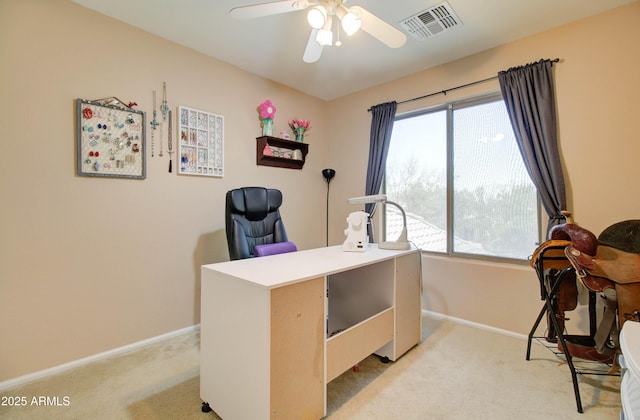 708 E Dry Creek Rd, San Tan Valley, AZ 85143 - home office featuring light carpet and ceiling fan