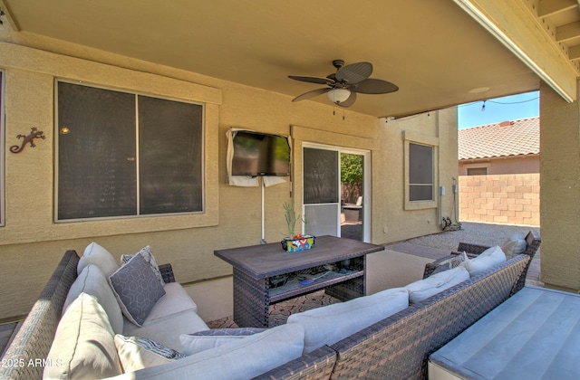 708 E Dry Creek Rd, San Tan Valley, AZ 85143 - view of patio / terrace featuring an outdoor living space and ceiling fan