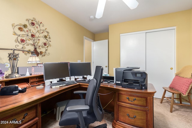 view of carpeted office space